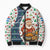 Nicaragua Christmas Bomber Puffer Jacket with Santa Cooking Gallina Rellena Tree Flag and Festive Icons Design - Wonder Print Shop
