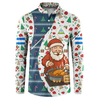 Nicaragua Christmas Button Sweatshirt with Santa Cooking Gallina Rellena Tree Flag and Festive Icons Design - Wonder Print Shop