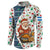 Nicaragua Christmas Button Sweatshirt with Santa Cooking Gallina Rellena Tree Flag and Festive Icons Design - Wonder Print Shop