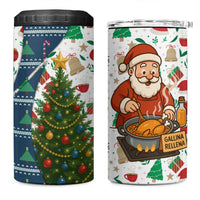 Nicaragua Christmas 4 in 1 Can Cooler Tumbler with Santa Cooking Gallina Rellena Tree Flag and Festive Icons Design - Wonder Print Shop