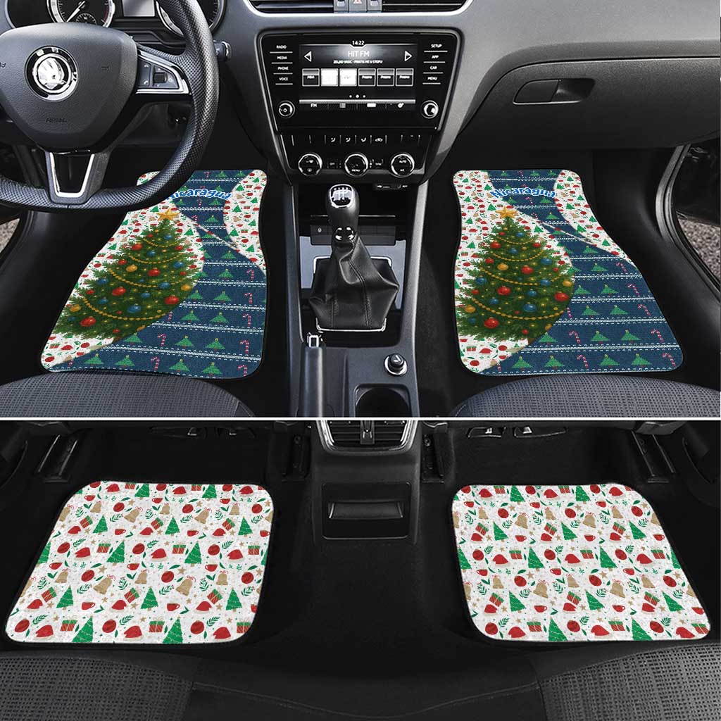 Nicaragua Christmas Car Mats with Santa Cooking Gallina Rellena Tree Flag and Festive Icons Design - Wonder Print Shop