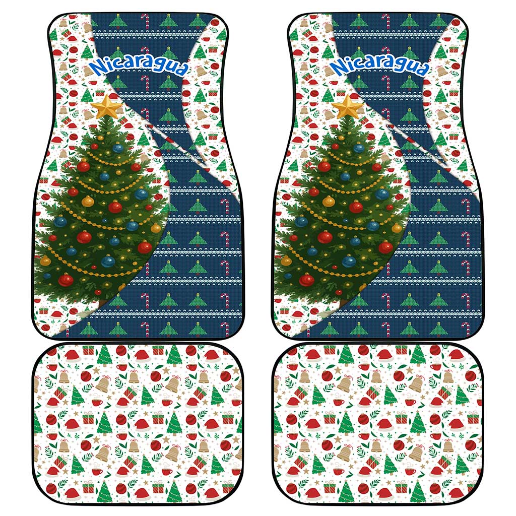 Nicaragua Christmas Car Mats with Santa Cooking Gallina Rellena Tree Flag and Festive Icons Design - Wonder Print Shop