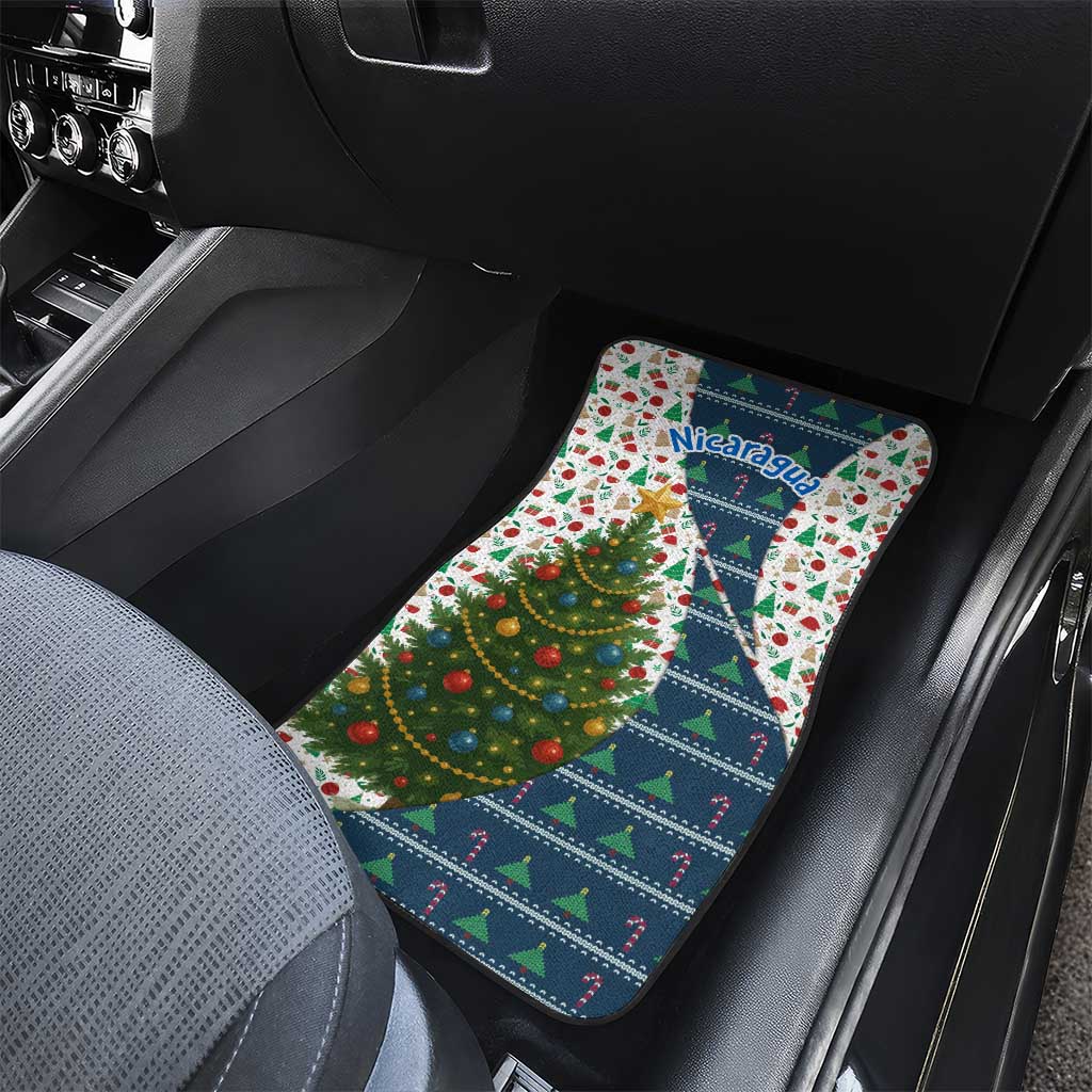 Nicaragua Christmas Car Mats with Santa Cooking Gallina Rellena Tree Flag and Festive Icons Design - Wonder Print Shop