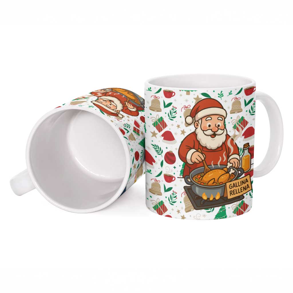 Nicaragua Christmas Ceramic Mug with Santa Cooking Gallina Rellena Tree Flag and Festive Icons Design - Wonder Print Shop