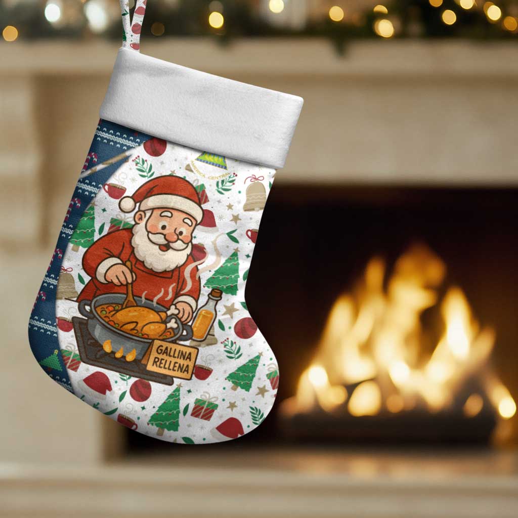 Nicaragua Christmas Stocking with Santa Cooking Gallina Rellena Tree Flag and Festive Icons Design - Wonder Print Shop