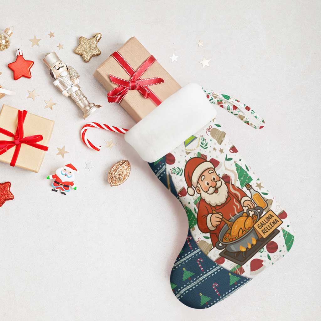 Nicaragua Christmas Stocking with Santa Cooking Gallina Rellena Tree Flag and Festive Icons Design - Wonder Print Shop