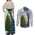 Nicaragua Christmas Couples Matching Off Shoulder Maxi Dress and Long Sleeve Button Shirt with Santa Cooking Gallina Rellena Tree Flag and Festive Icons Design - Wonder Print Shop