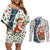 Nicaragua Christmas Couples Matching Off Shoulder Short Dress and Long Sleeve Button Shirt with Santa Cooking Gallina Rellena Tree Flag and Festive Icons Design - Wonder Print Shop