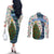 Nicaragua Christmas Couples Matching Off The Shoulder Long Sleeve Dress and Long Sleeve Button Shirt with Santa Cooking Gallina Rellena Tree Flag and Festive Icons Design - Wonder Print Shop