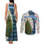 Nicaragua Christmas Couples Matching Tank Maxi Dress and Long Sleeve Button Shirt with Santa Cooking Gallina Rellena Tree Flag and Festive Icons Design - Wonder Print Shop