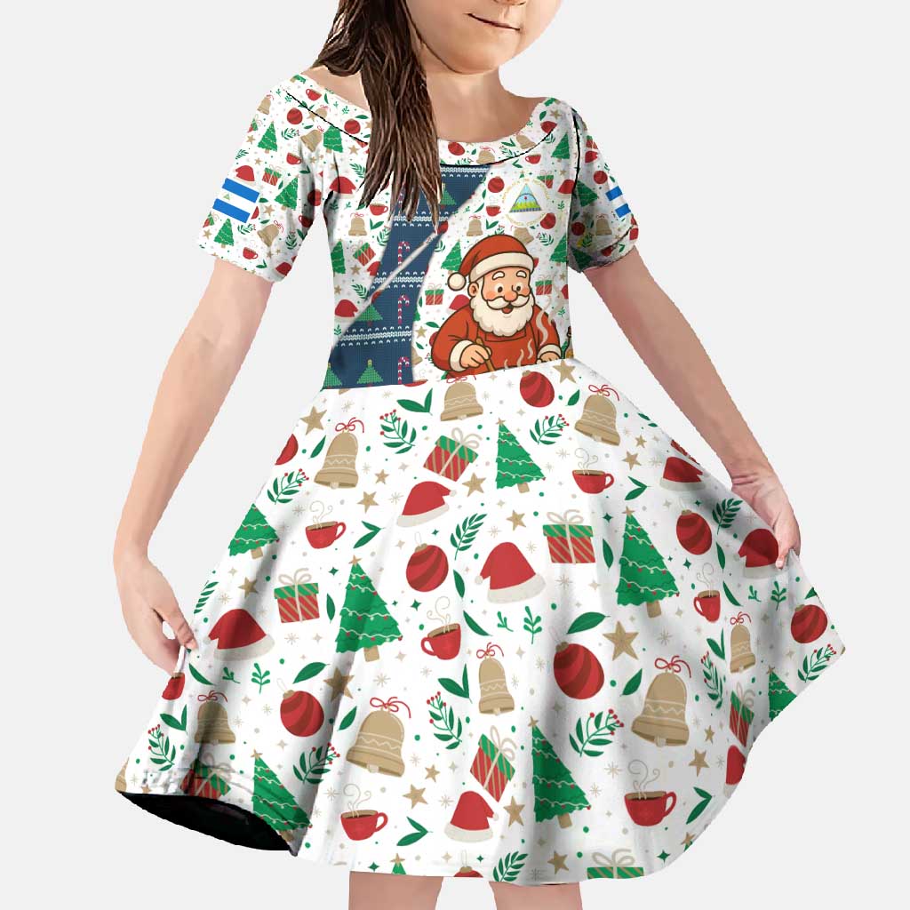Nicaragua Christmas Family Matching Mermaid Dress and Hawaiian Shirt with Santa Cooking Gallina Rellena Tree Flag and Festive Icons Design - Wonder Print Shop