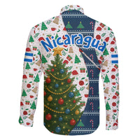 Nicaragua Christmas Family Matching Off The Shoulder Long Sleeve Dress and Hawaiian Shirt with Santa Cooking Gallina Rellena Tree Flag and Festive Icons Design - Wonder Print Shop