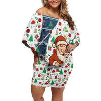 Nicaragua Christmas Family Matching Off Shoulder Short Dress and Hawaiian Shirt with Santa Cooking Gallina Rellena Tree Flag and Festive Icons Design - Wonder Print Shop