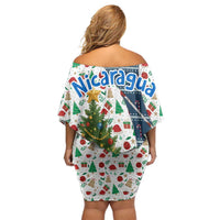 Nicaragua Christmas Family Matching Off Shoulder Short Dress and Hawaiian Shirt with Santa Cooking Gallina Rellena Tree Flag and Festive Icons Design - Wonder Print Shop