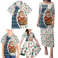 Nicaragua Christmas Family Matching Puletasi and Hawaiian Shirt with Santa Cooking Gallina Rellena Tree Flag and Festive Icons Design - Wonder Print Shop
