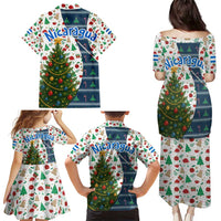 Nicaragua Christmas Family Matching Puletasi and Hawaiian Shirt with Santa Cooking Gallina Rellena Tree Flag and Festive Icons Design - Wonder Print Shop