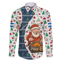 Nicaragua Christmas Family Matching Puletasi and Hawaiian Shirt with Santa Cooking Gallina Rellena Tree Flag and Festive Icons Design - Wonder Print Shop