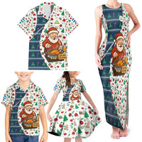 Nicaragua Christmas Family Matching Tank Maxi Dress and Hawaiian Shirt with Santa Cooking Gallina Rellena Tree Flag and Festive Icons Design - Wonder Print Shop