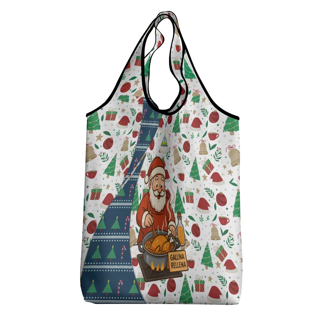 Nicaragua Christmas Grocery Bag with Santa Cooking Gallina Rellena Tree Flag and Festive Icons Design - Wonder Print Shop