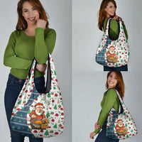 Nicaragua Christmas Grocery Bag with Santa Cooking Gallina Rellena Tree Flag and Festive Icons Design - Wonder Print Shop