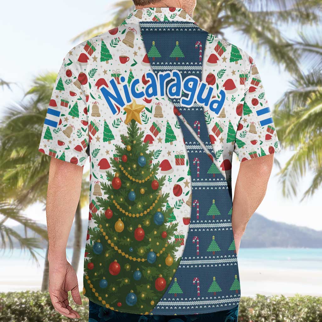 Nicaragua Christmas Hawaiian Shirt with Santa Cooking Gallina Rellena Tree Flag and Festive Icons Design - Wonder Print Shop