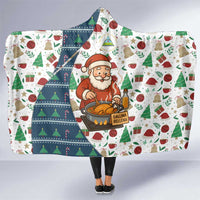 Nicaragua Christmas Hooded Blanket with Santa Cooking Gallina Rellena Tree Flag and Festive Icons Design - Wonder Print Shop