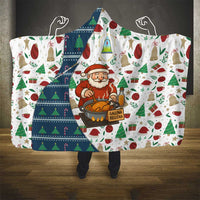 Nicaragua Christmas Hooded Blanket with Santa Cooking Gallina Rellena Tree Flag and Festive Icons Design - Wonder Print Shop