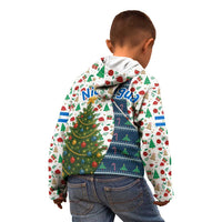 Nicaragua Christmas Kid Hoodie with Santa Cooking Gallina Rellena Tree Flag and Festive Icons Design - Wonder Print Shop