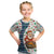 Nicaragua Christmas Kid T Shirt with Santa Cooking Gallina Rellena Tree Flag and Festive Icons Design - Wonder Print Shop