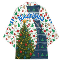 Nicaragua Christmas Kimono with Santa Cooking Gallina Rellena Tree Flag and Festive Icons Design - Wonder Print Shop