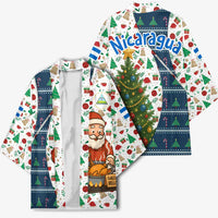 Nicaragua Christmas Kimono with Santa Cooking Gallina Rellena Tree Flag and Festive Icons Design - Wonder Print Shop