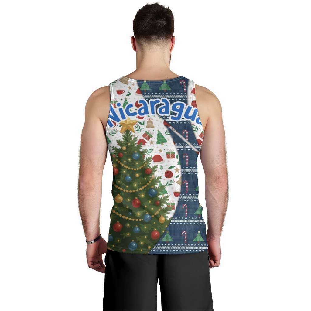 Nicaragua Christmas Men Tank Top with Santa Cooking Gallina Rellena Tree Flag and Festive Icons Design - Wonder Print Shop