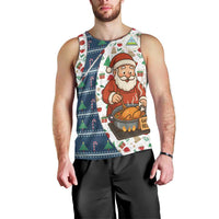 Nicaragua Christmas Men Tank Top with Santa Cooking Gallina Rellena Tree Flag and Festive Icons Design - Wonder Print Shop