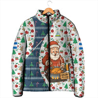 Nicaragua Christmas Padded Jacket with Santa Cooking Gallina Rellena Tree Flag and Festive Icons Design - Wonder Print Shop