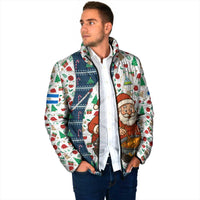 Nicaragua Christmas Padded Jacket with Santa Cooking Gallina Rellena Tree Flag and Festive Icons Design - Wonder Print Shop