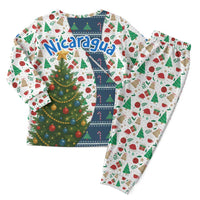 Nicaragua Christmas Pajama Set with Santa Cooking Gallina Rellena Tree Flag and Festive Icons Design - Wonder Print Shop