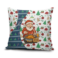 Nicaragua Christmas Pillow Cover with Santa Cooking Gallina Rellena Tree Flag and Festive Icons Design - Wonder Print Shop