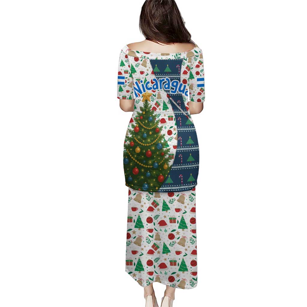 Nicaragua Christmas Puletasi with Santa Cooking Gallina Rellena Tree Flag and Festive Icons Design - Wonder Print Shop