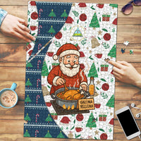 Nicaragua Christmas Puzzle with Santa Cooking Gallina Rellena Tree Flag and Festive Icons Design - Wonder Print Shop