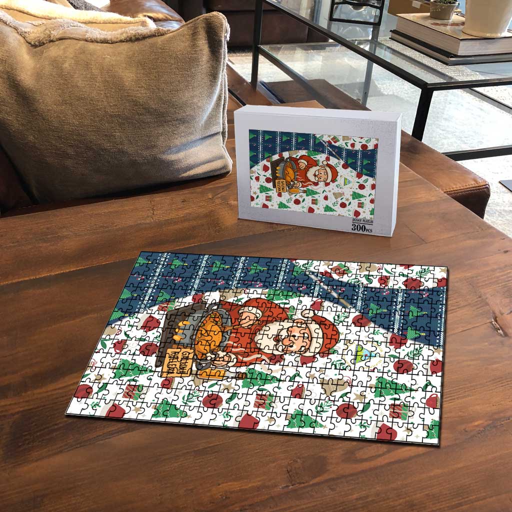 Nicaragua Christmas Puzzle with Santa Cooking Gallina Rellena Tree Flag and Festive Icons Design - Wonder Print Shop