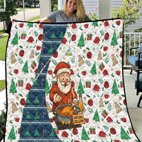 Nicaragua Christmas Quilt with Santa Cooking Gallina Rellena Tree Flag and Festive Icons Design - Wonder Print Shop