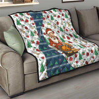 Nicaragua Christmas Quilt with Santa Cooking Gallina Rellena Tree Flag and Festive Icons Design - Wonder Print Shop