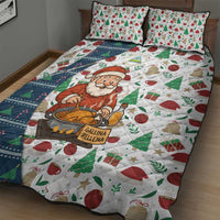 Nicaragua Christmas Quilt Bed Set with Santa Cooking Gallina Rellena Tree Flag and Festive Icons Design - Wonder Print Shop