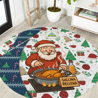 Nicaragua Christmas Round Carpet with Santa Cooking Gallina Rellena Tree Flag and Festive Icons Design - Wonder Print Shop
