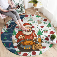Nicaragua Christmas Round Carpet with Santa Cooking Gallina Rellena Tree Flag and Festive Icons Design - Wonder Print Shop