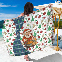 Nicaragua Christmas Sarong with Santa Cooking Gallina Rellena Tree Flag and Festive Icons Design - Wonder Print Shop