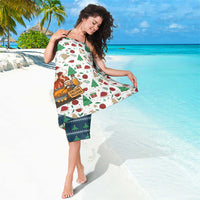 Nicaragua Christmas Sarong with Santa Cooking Gallina Rellena Tree Flag and Festive Icons Design - Wonder Print Shop