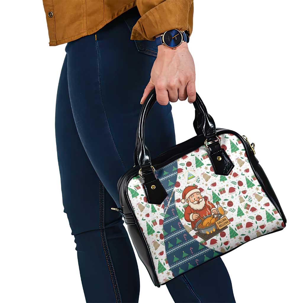 Nicaragua Christmas Shoulder Handbag with Santa Cooking Gallina Rellena Tree Flag and Festive Icons Design - Wonder Print Shop