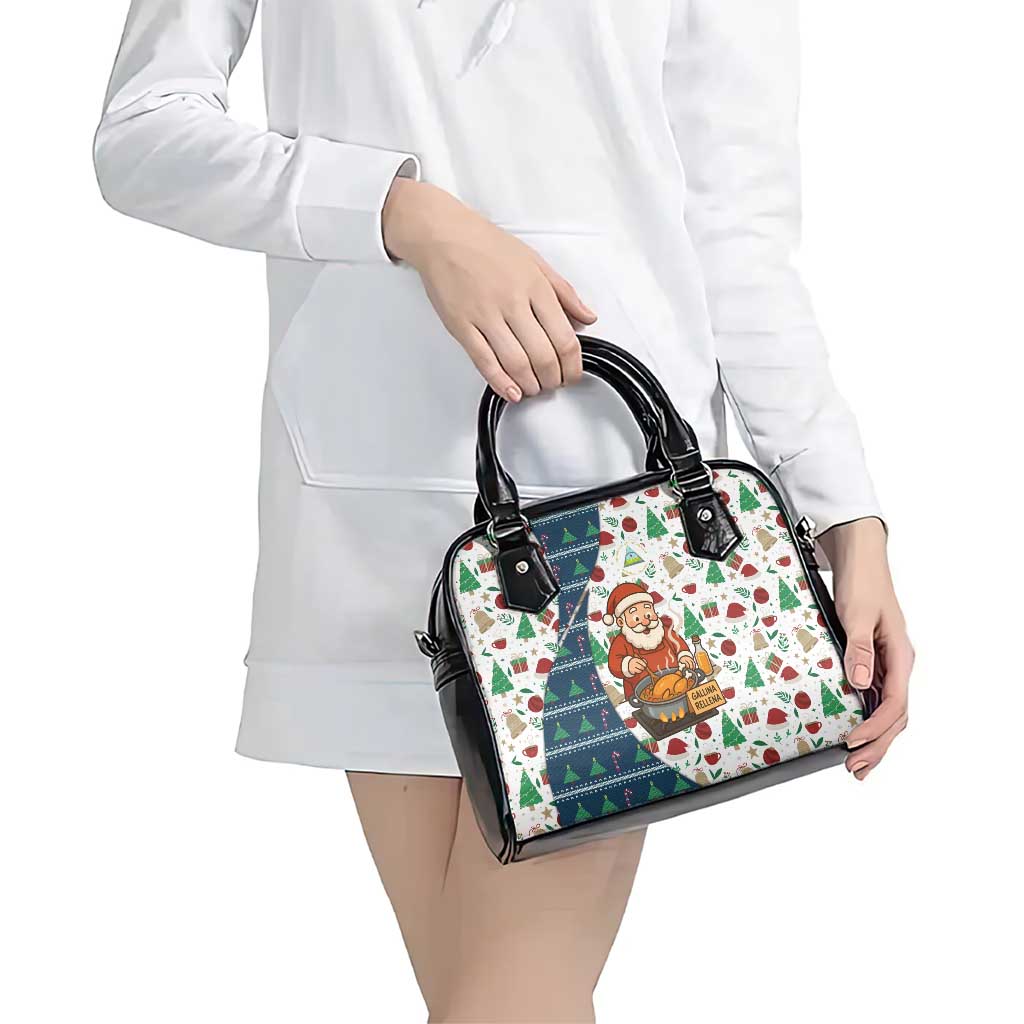 Nicaragua Christmas Shoulder Handbag with Santa Cooking Gallina Rellena Tree Flag and Festive Icons Design - Wonder Print Shop