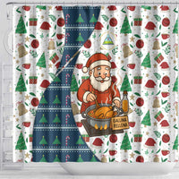 Nicaragua Christmas Shower Curtain with Santa Cooking Gallina Rellena Tree Flag and Festive Icons Design - Wonder Print Shop